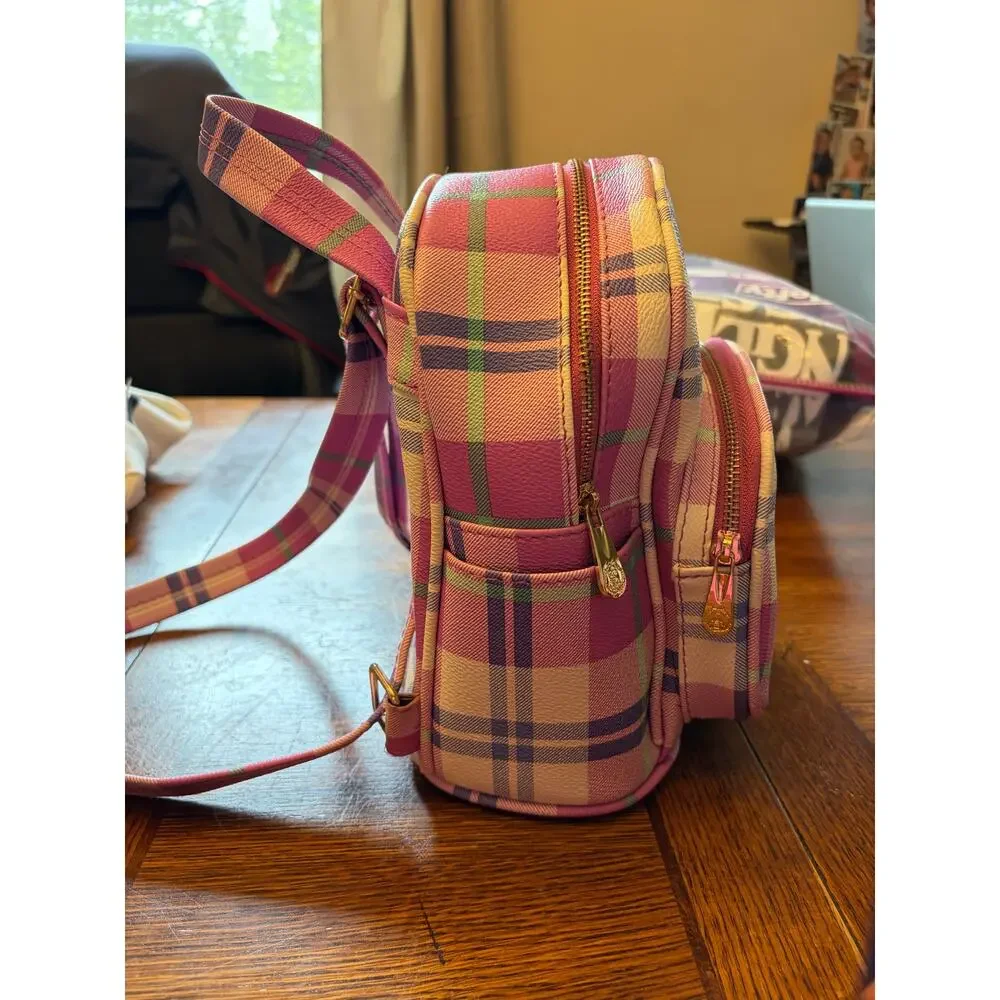 Circus by Sam Edelman Grid Bear Pink Plaid Mini Backpack Tartan Cute New